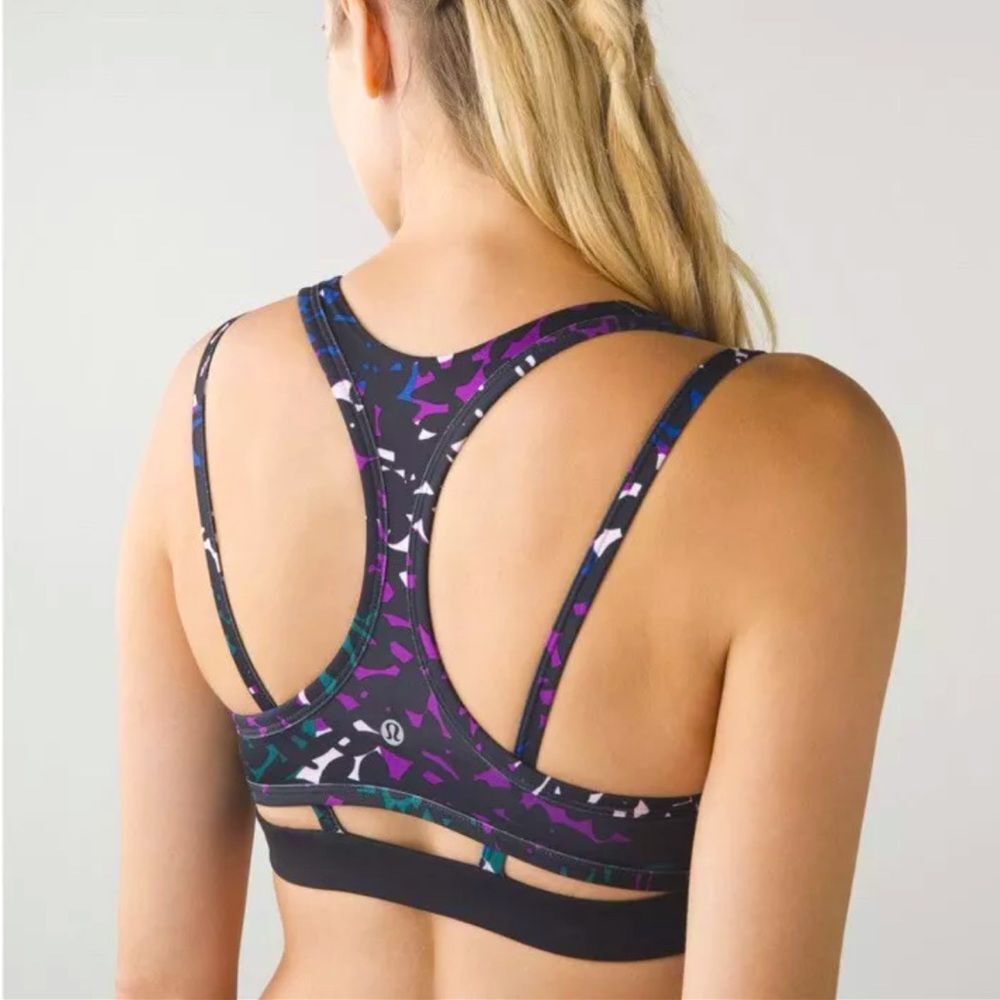 Lululemon Womens Splendour sports Bra Shadow Wrap Multi Black Strappy size 6